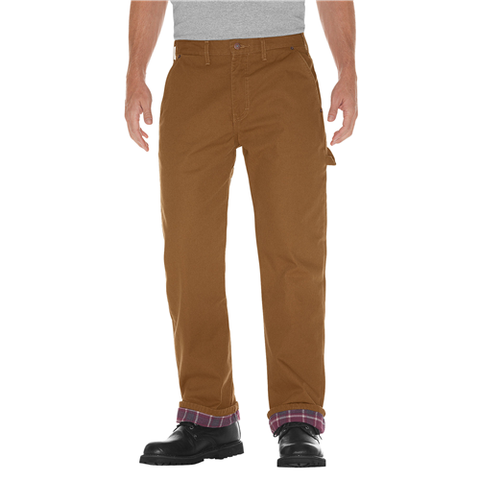 Relaxed Straight Fit Flannel-lined Carpenter Duck Jeans