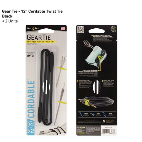 Gear Tie Cordable Twist Tie 2-pack