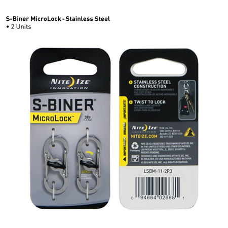 S-biner Microlock Stainless Steel - 2 Pack - Stainless